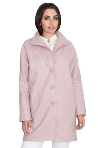Manteau femme en polyester et viscose rose élégant coupe droite col large hiver chic