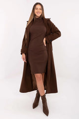 robe crayon coupe ajustée côtelé coton extensible élasthanne col roulé manches longues longueur genou facile enfiler sans fermeture élégante confortable