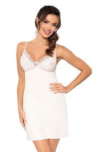 Chemise de nuit élégante Donna en viscose dentelle florale bretelles ajustables neckline V mariage nuits femme