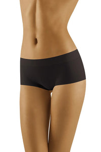shorty microfibre noir sans coutures taille basse hipster couvrant courte seconde peau extensible doux souple résistant maintien hypoallergénique séchage