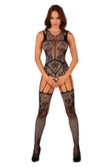 Corset résille noire floral audacieux jarretelles intégrales body ouvert bretelles larges coupe moulante transparent extensible occasion spéciale style