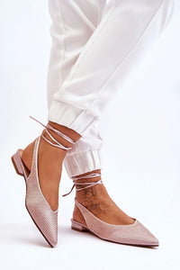 Ballerines à lacets Step in style, design slingback pointu, strass, cuir écologique, tailles 36-41, mode féminine élégante