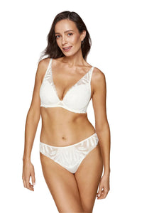 Gorteks strings dentelle douce brodée coton bio certifié OEKOTEX confortable discret tanga taille hanche 36 46 élasthanne maintien minimaliste ivoire