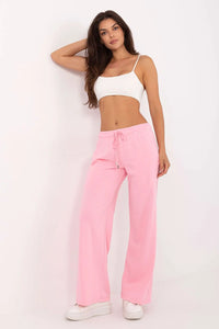pantalon jogging femme molleton rose pâle coupe décontractée jambe droite longueur pleine taille élastiquée cordon serrage poches latérales