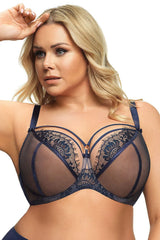 Soutien-gorge en dentelle bleu marine Soft Gorsenia élégant confortable maintien parfait poitrines généreuses quotidiennes