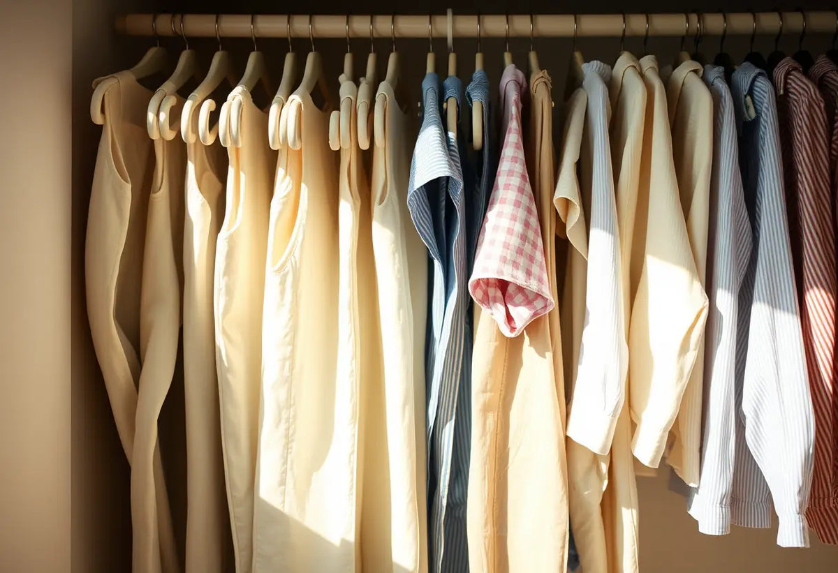 Un placard d'enfant rempli de vêtements en coton suspendus avec soin