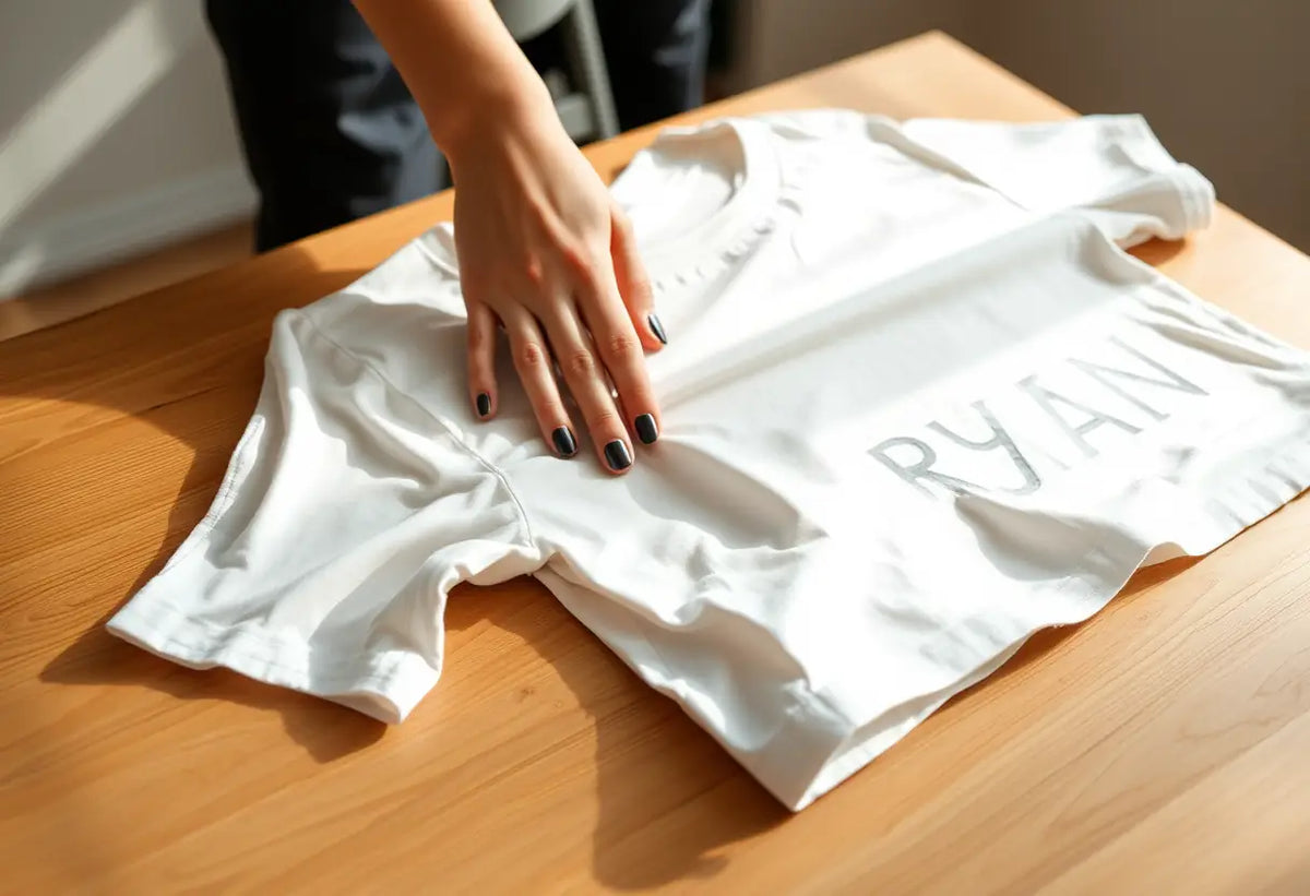 Main focus sur une manche de chemise en coton