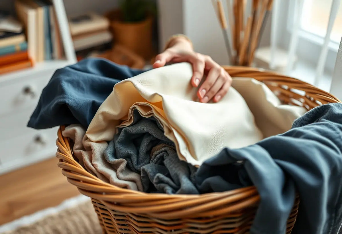 Des mains trient des échantillons de tissus dans un bureau accueillant, allant du fin coton au solide denim.