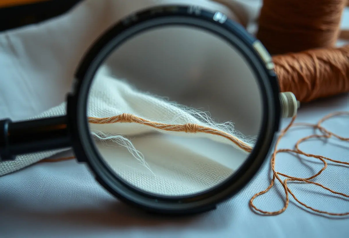 Des fibres de tissu sous un microscope, montrant les signes d'usure