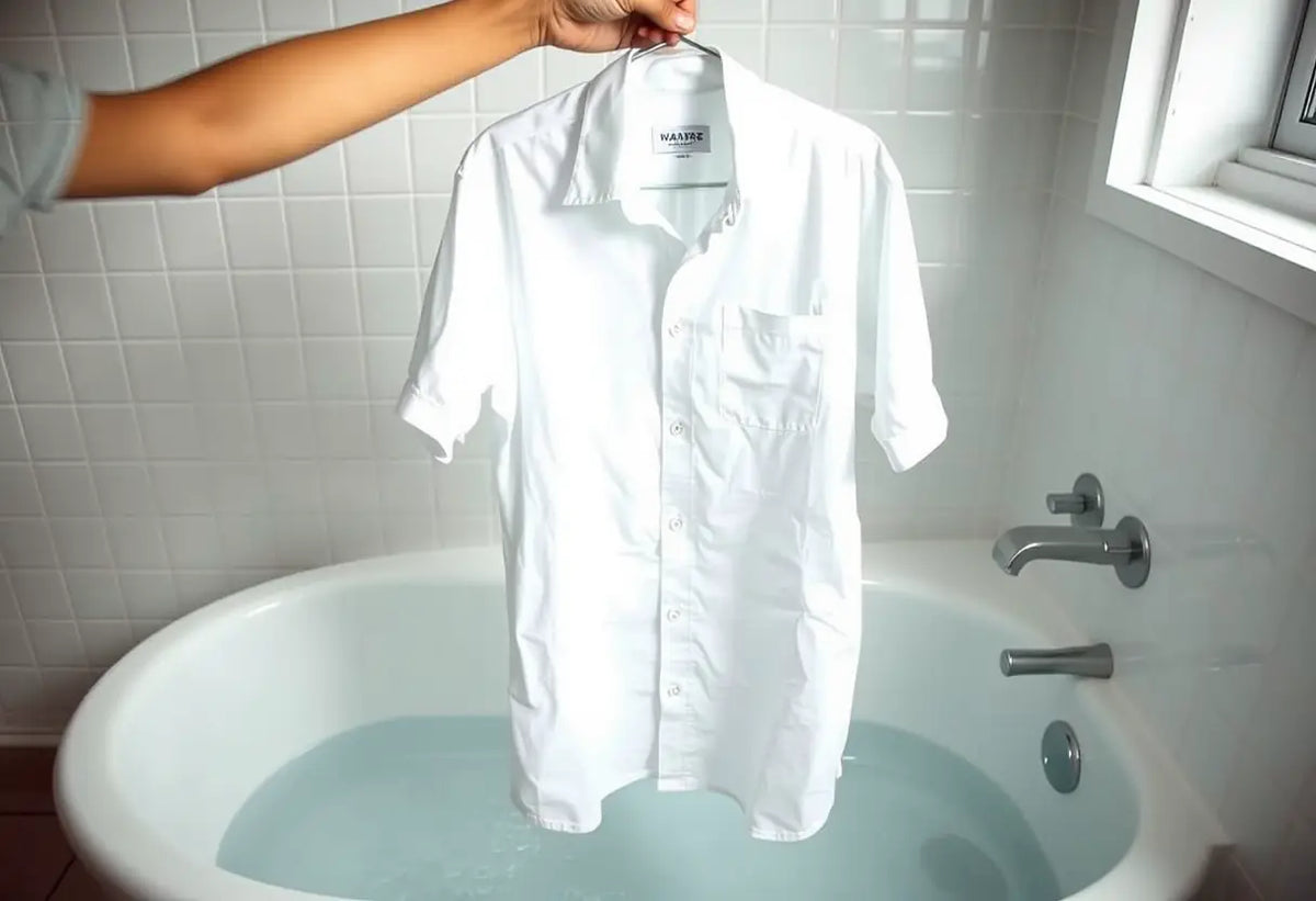 Un coton suspendu au sec dans une baignoire remplie d'eau