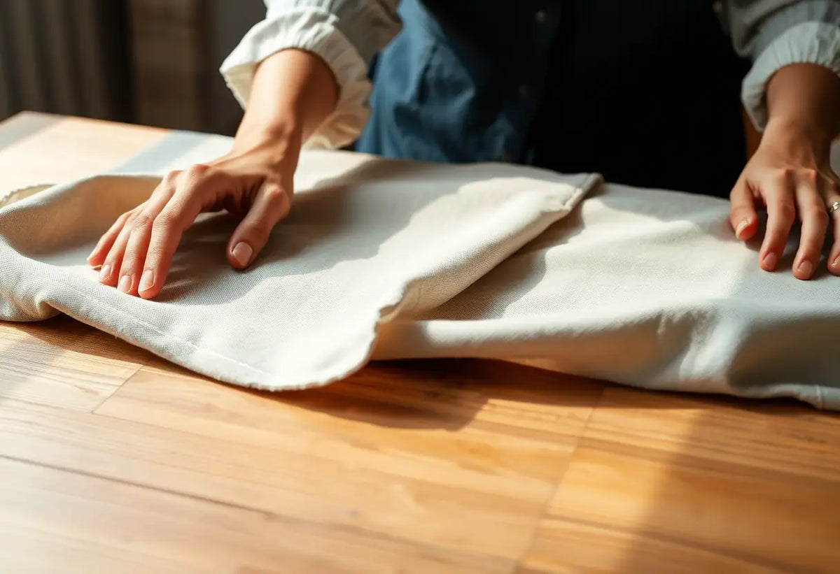 Main focus sur le tissu d'échantillon