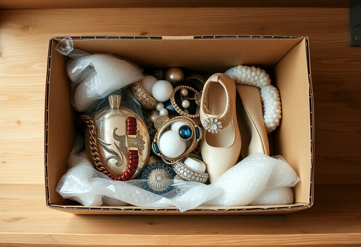Accessoire : Emballage sécurisé des bijoux et chaussures avec du papier bulle