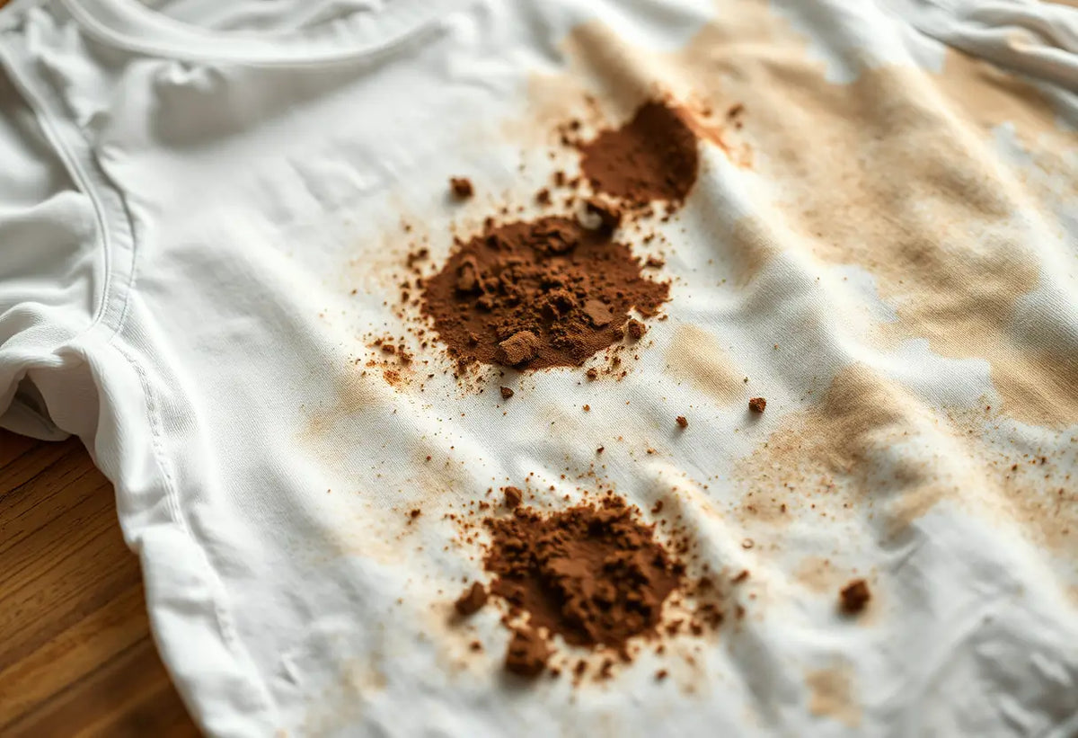 Un coton blanc avec des taches de terre sèche