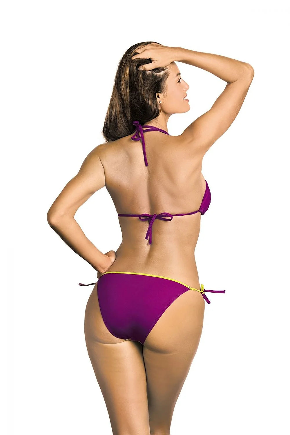 Bikini Lycra Rouge Bordeaux Triangle Élégant Sexy Plage Été Femme Liens Nouer Silhouette Sublimée