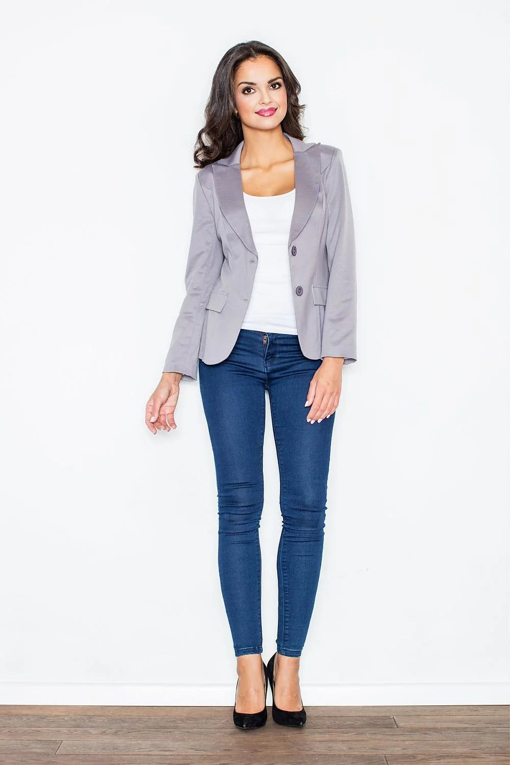 Blazer ajusté noir en polyester élégant et classique pour une allure professionnelle au bureau