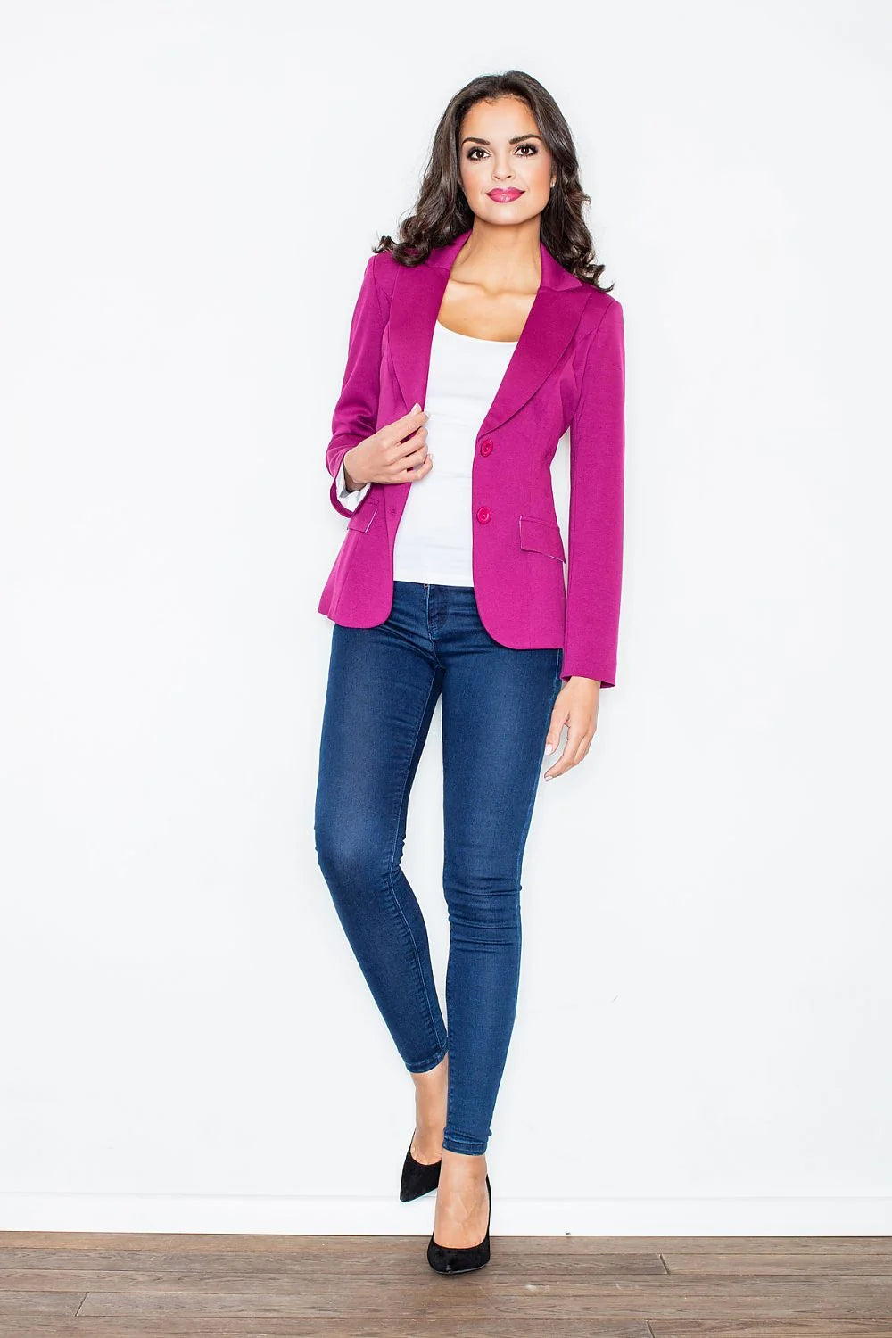 Blazer ajusté noir en polyester élégant et classique pour une allure professionnelle au bureau
