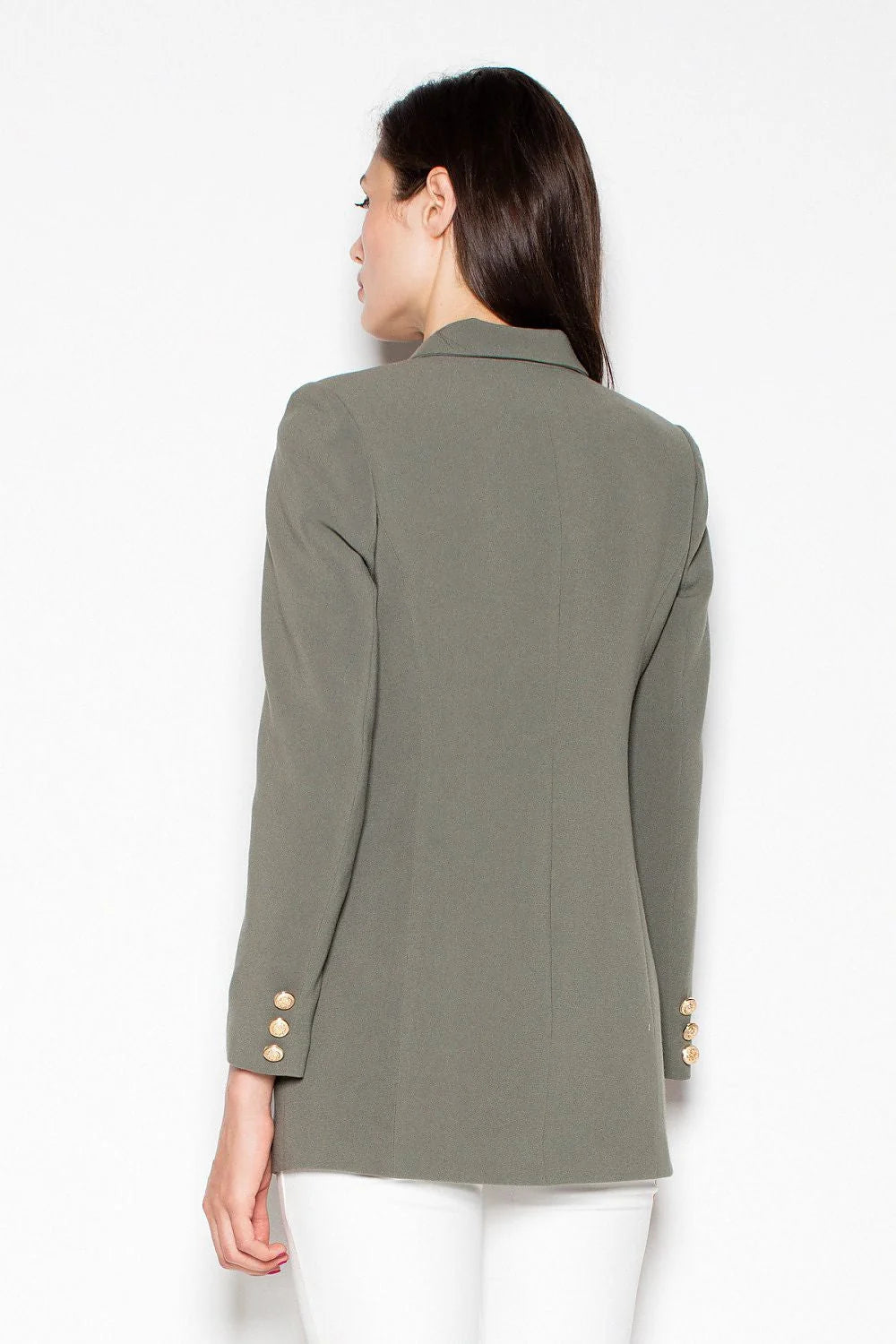 Blazer femme en tissu synthétique élégant gris clair double boutonnage pour tenue professionnelle moderne