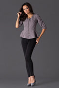 Blazer femme en tissu synthétique peplum élégant et moderne manches trois-quarts style professionnel chic