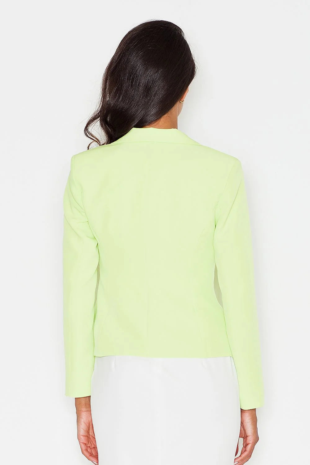 Blazer femme Figl en tissu synthétique élégant vert citron coupe ajustée pour occasions professionnelles