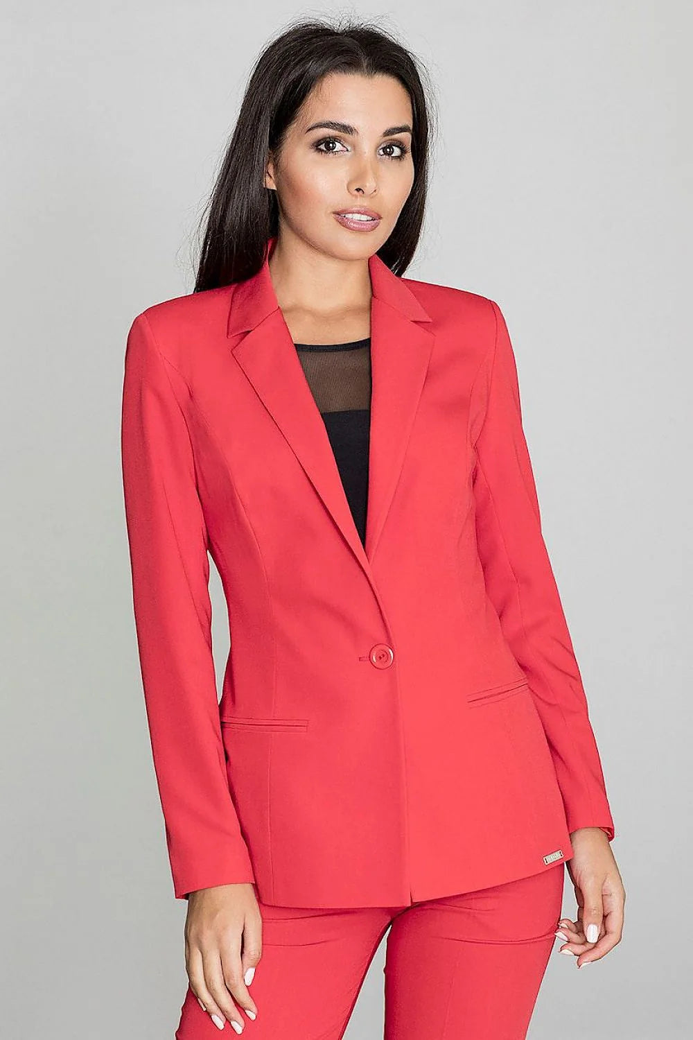 Blazer femme Figl tissu bleu élégant ajusté pour tenue professionnelle chic et moderne en ville