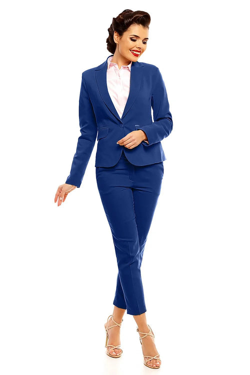 Blazer femme polyester ajusté élégant bleu classique pour bureau style professionnel moderne femmes actives