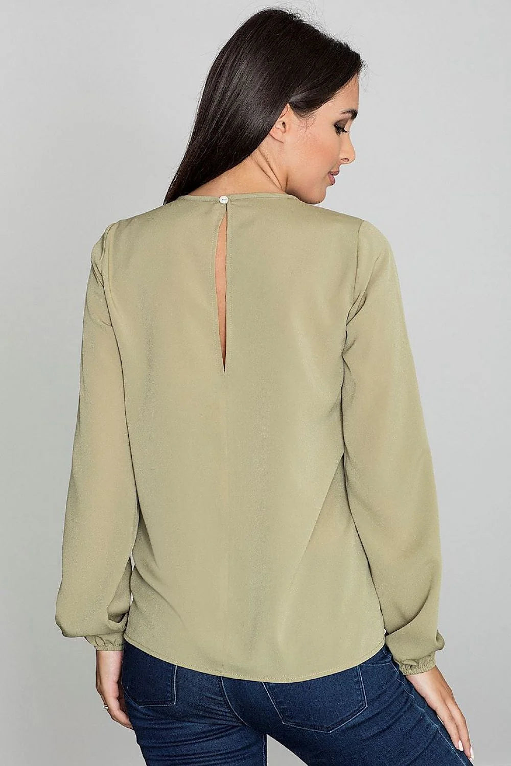 blouse chemise femme manches longues col rond blanche motif floral transparent voile empiècement chiffon fluide coupe droite casual chic élégante