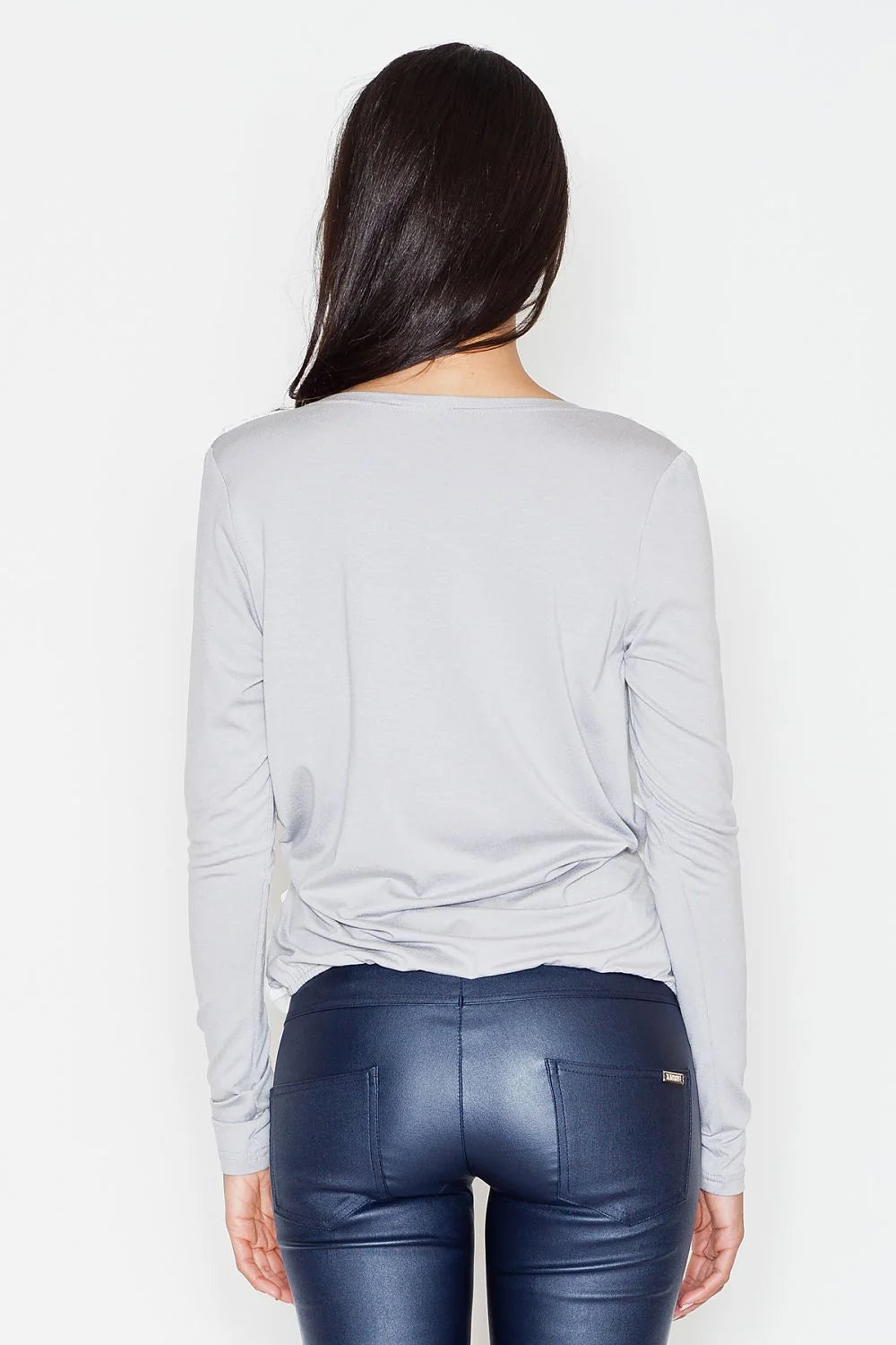 Blouse coton moderne décontractée manches longues contrastées col en V pour femmes élégantes et stylées