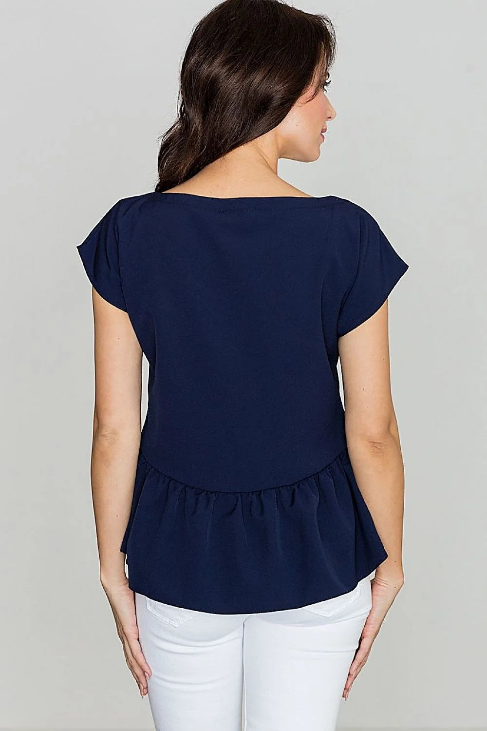 Blouse en polyester rose péplum décontractée avec bretelles croisées et manches courtes pour femmes tendance