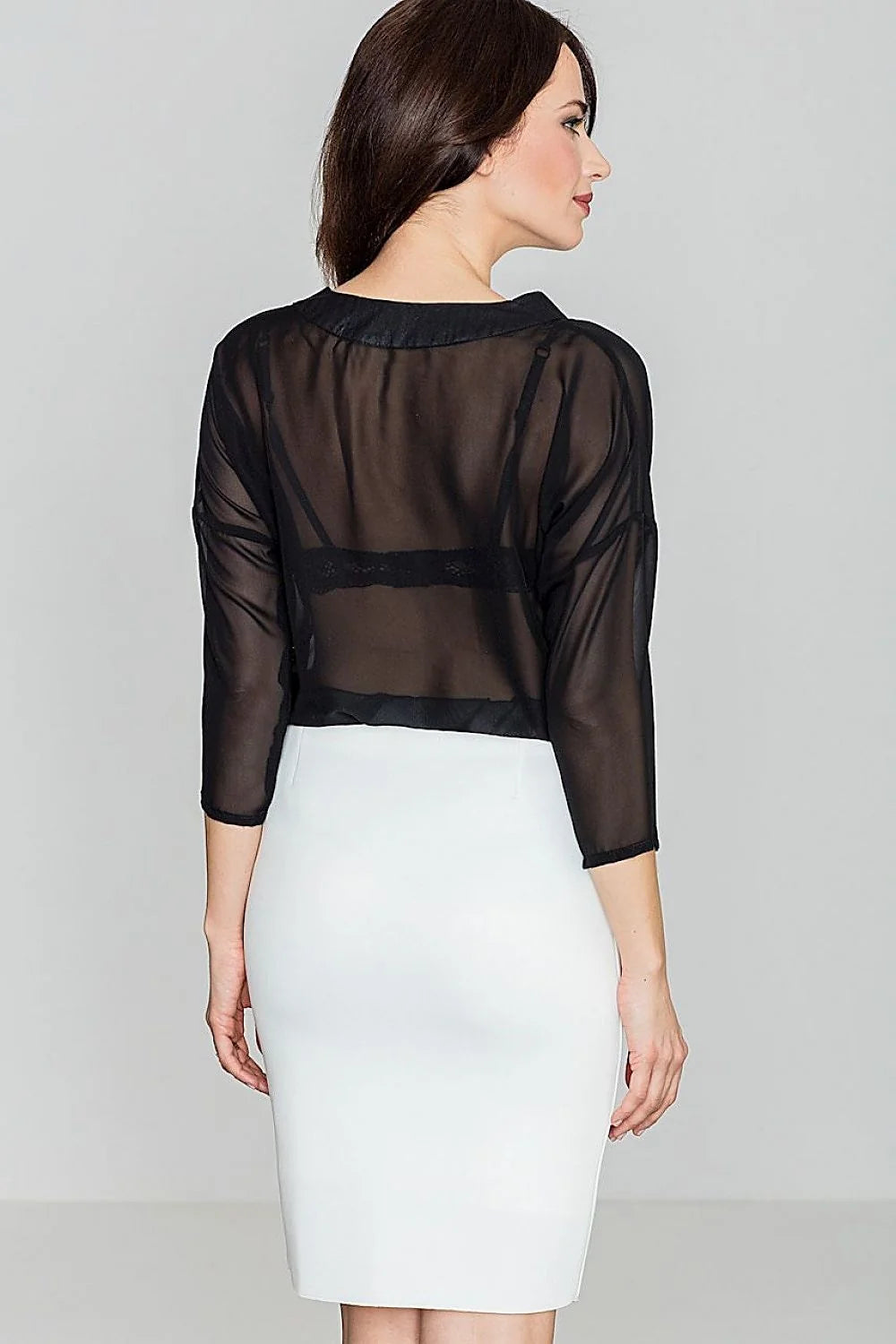 blouse femme mousseline gris col V croisé manches trois quarts coupe ample fluide semi transparentes polyester léger tombé élégant polyvalent