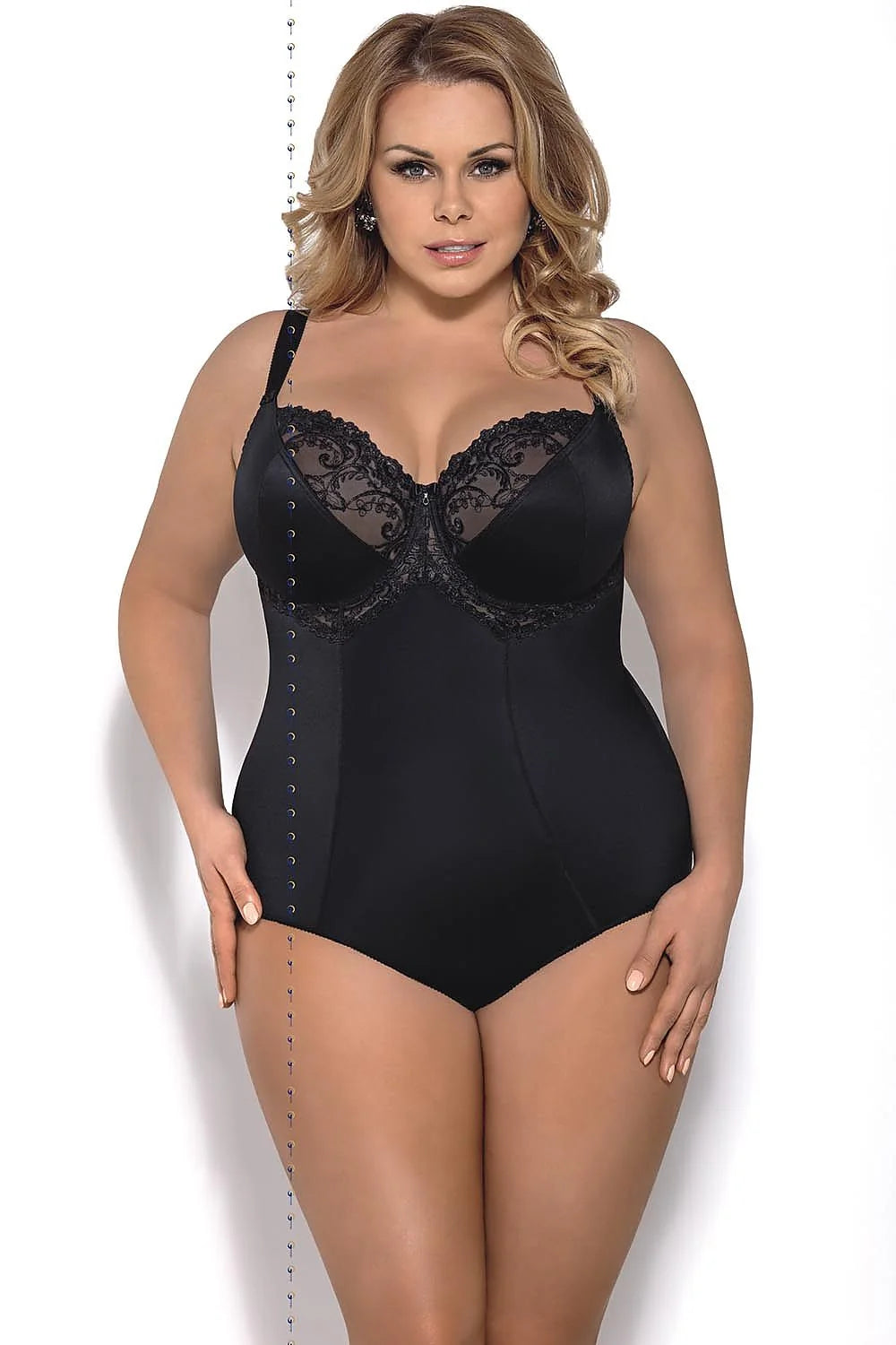 Body dentelle noire sexy élégant ajusté avec bonnets armatures soutien pour femmes grandes tailles