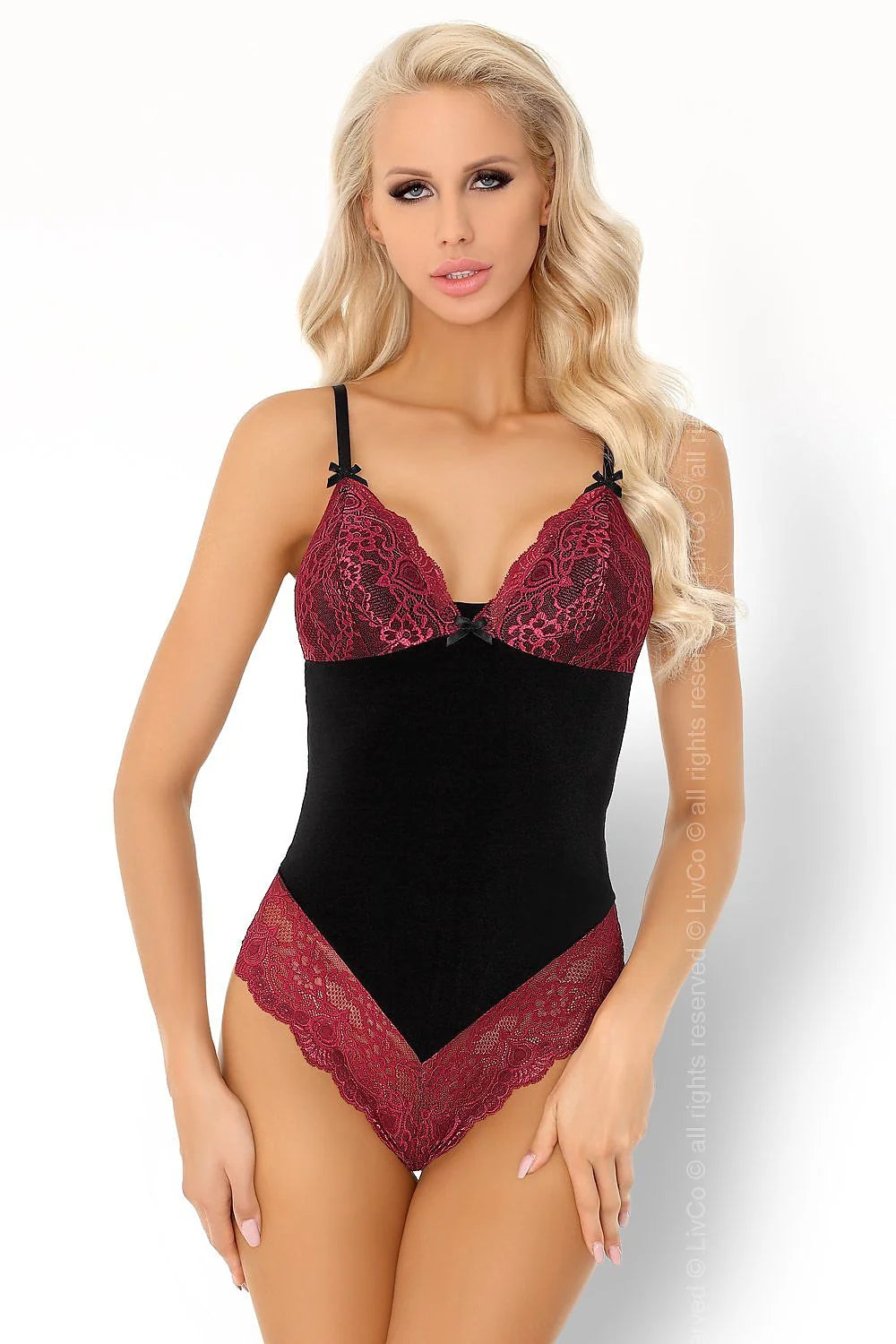 Body en dentelle noire et bordeaux sexy, élégant, coupe ajustée, lingerie féminine, tenue séduisante