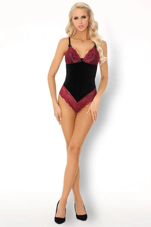 Body en dentelle noire et bordeaux sexy, élégant, coupe ajustée, lingerie féminine, tenue séduisante