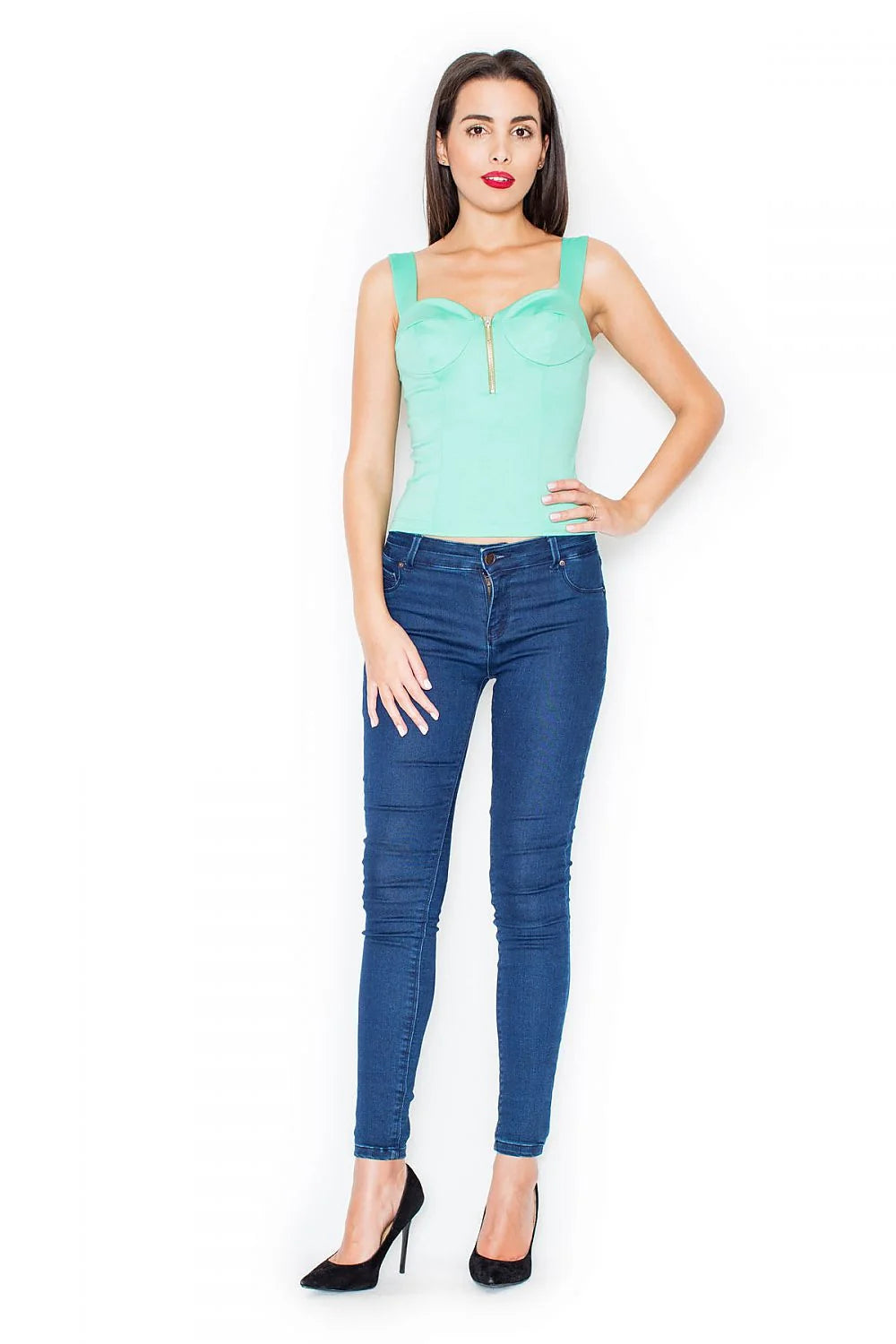 Bustier noir en tissu opaque chic et élégant avec fermeture éclair pour femme tendance et moderne