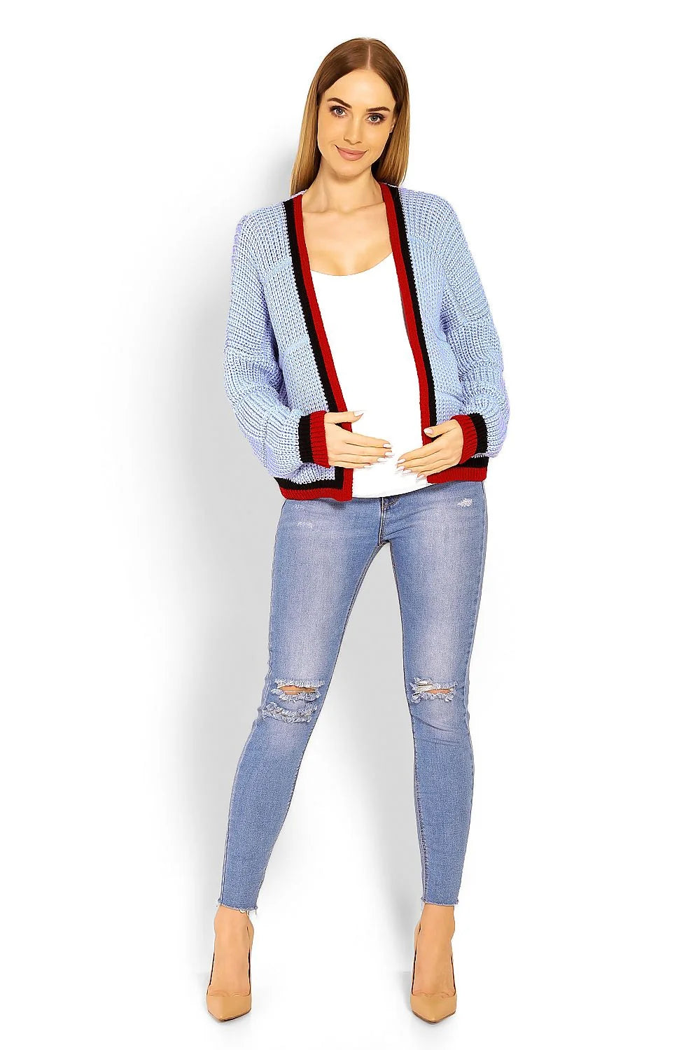 Cardigan de grossesse en coton doux élégant polyvalent confort pour futures mamans à la mode