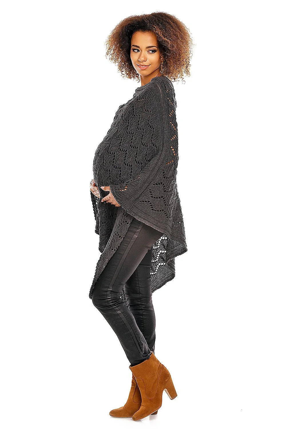Cardigan de grossesse en maille ajourée élégant et confortable pour soirées fraîches femmes enceintes