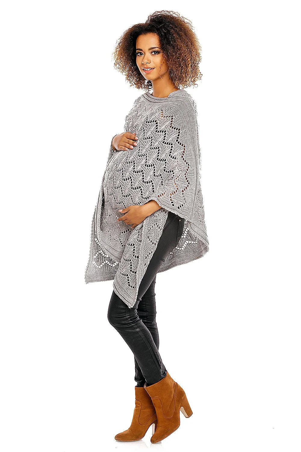 Cardigan de grossesse en maille ajourée élégant et confortable pour soirées fraîches femmes enceintes