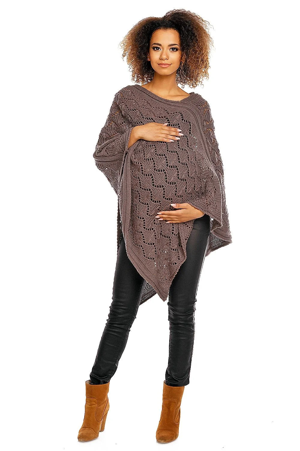 Cardigan de grossesse en maille ajourée élégant et confortable pour soirées fraîches femmes enceintes