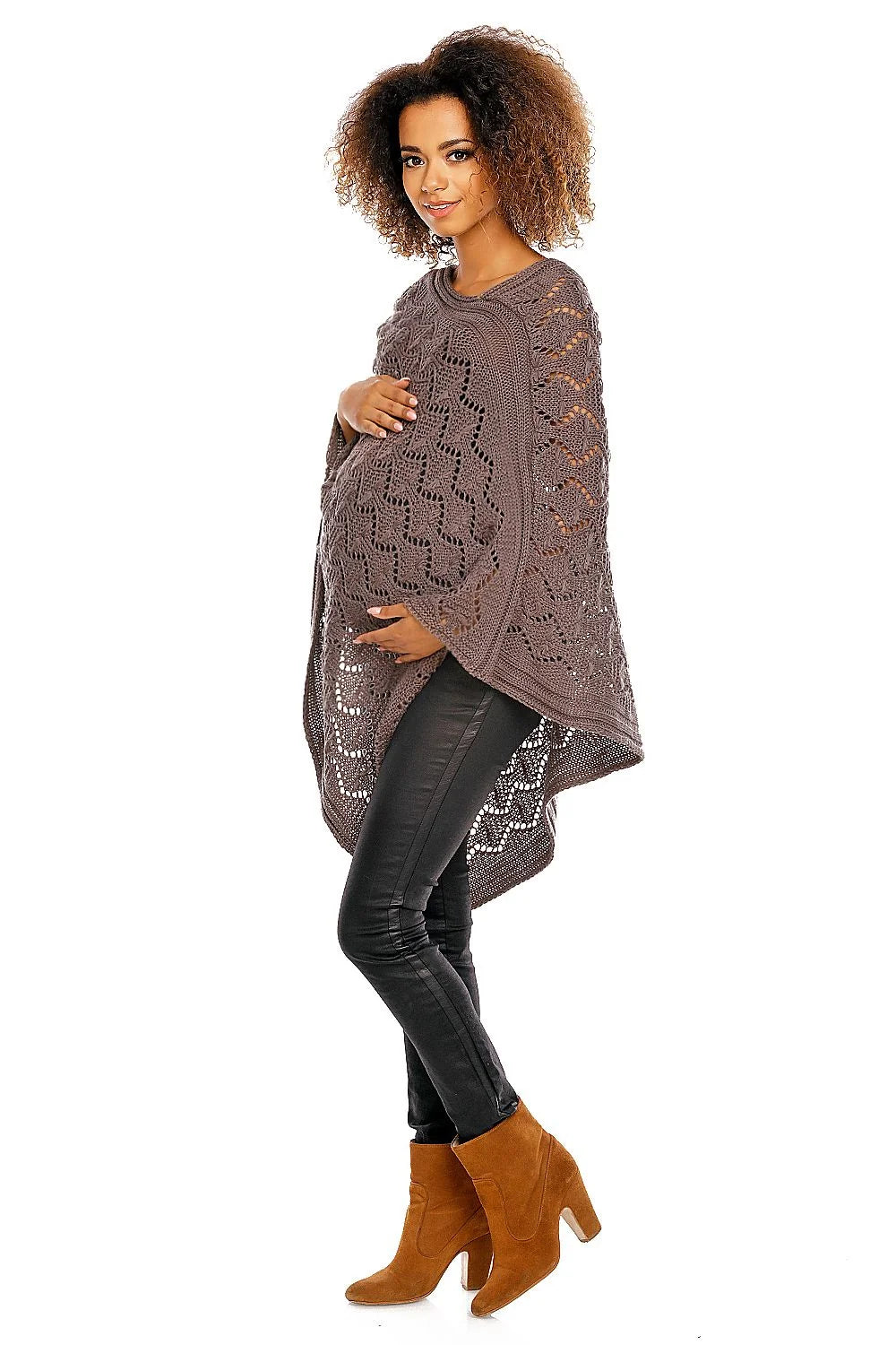 Cardigan de grossesse en maille ajourée élégant et confortable pour soirées fraîches femmes enceintes