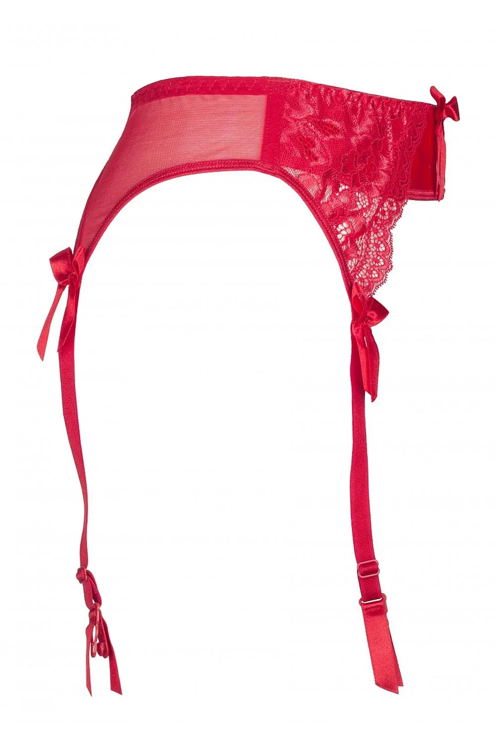 ceinture Axami satin charme raffiné élégance sublime séduction tulle dentelle floral nœuds satinés jarretelles réglables rouge glamour sensuel