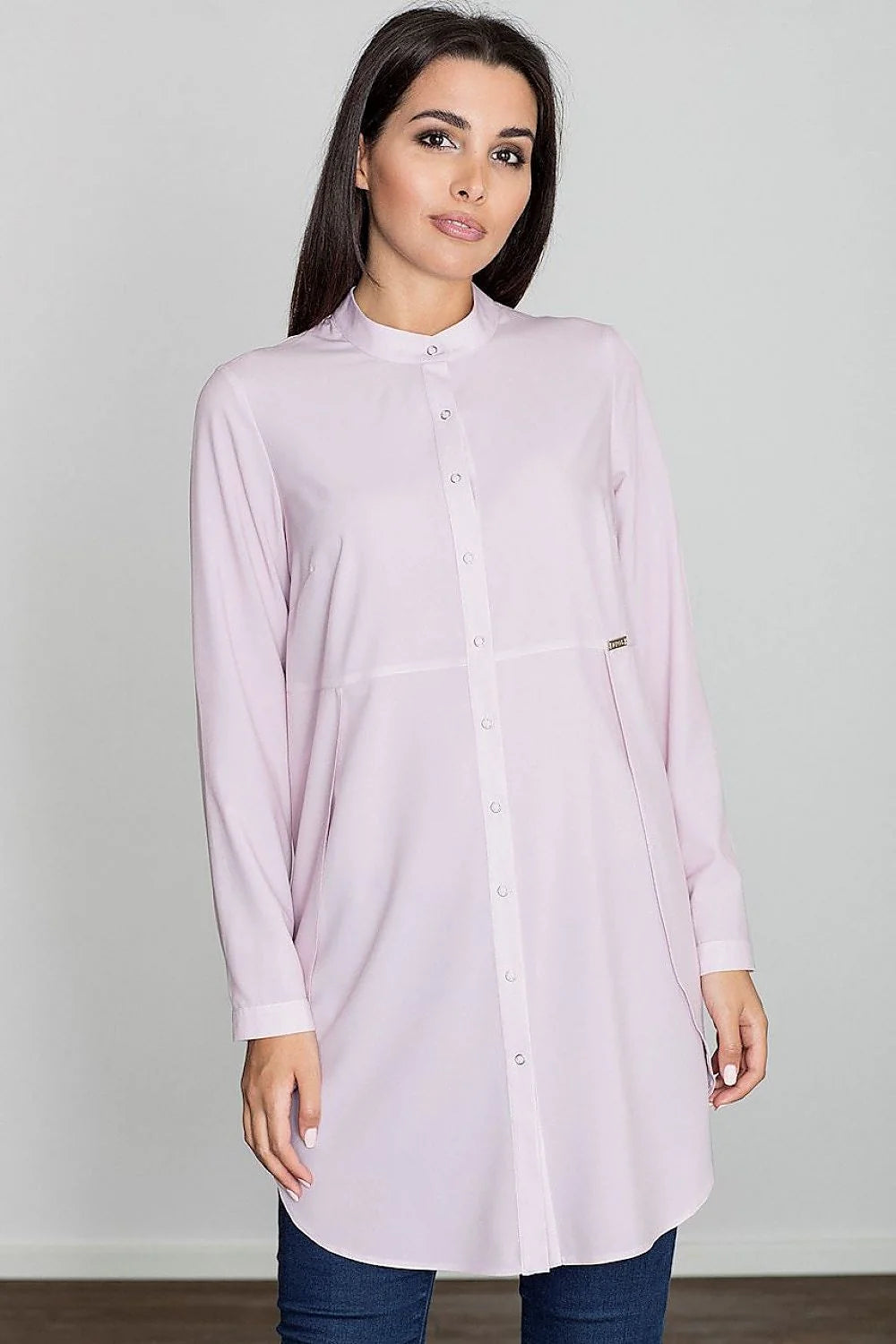 Chemise ample en coton bleu clair casual élégante manches longues pour femmes modernes et chics
