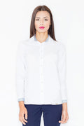 Chemise blanche coton classique ajustée élégante bureau mode féminine manches longues Figl confort quotidien