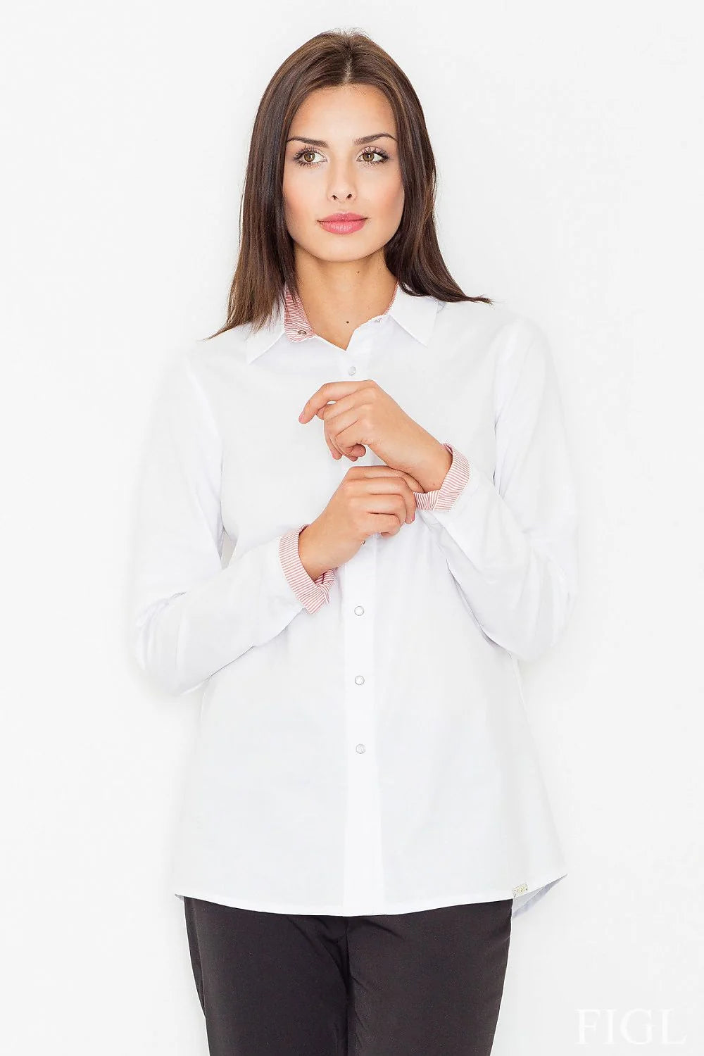 Chemise blanche coton classique ajustée élégante bureau mode féminine manches longues Figl confort quotidien
