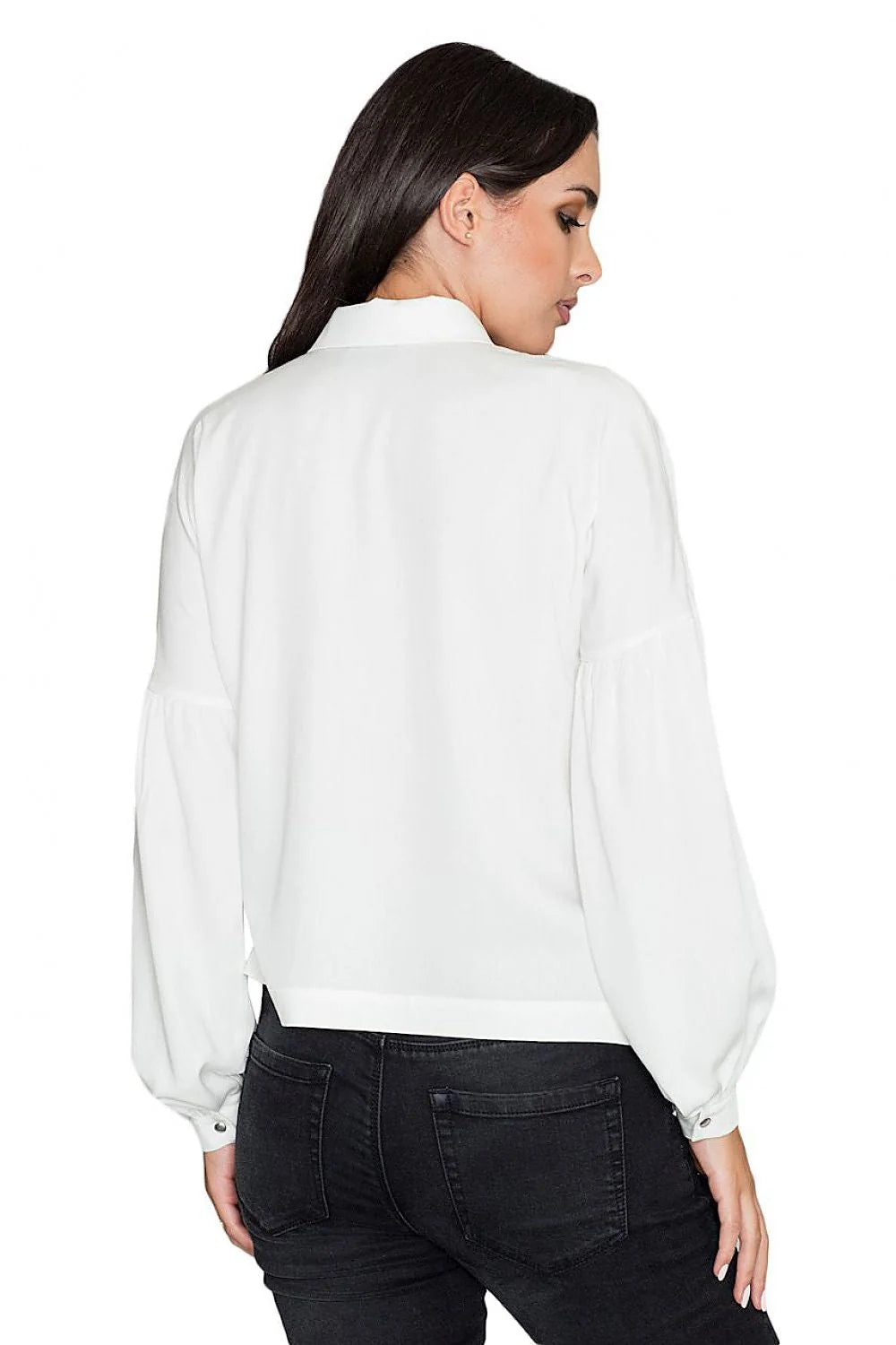 Chemise blanche coton élégante manches longues coupe ample boutons argentés style classique intemporel femmes