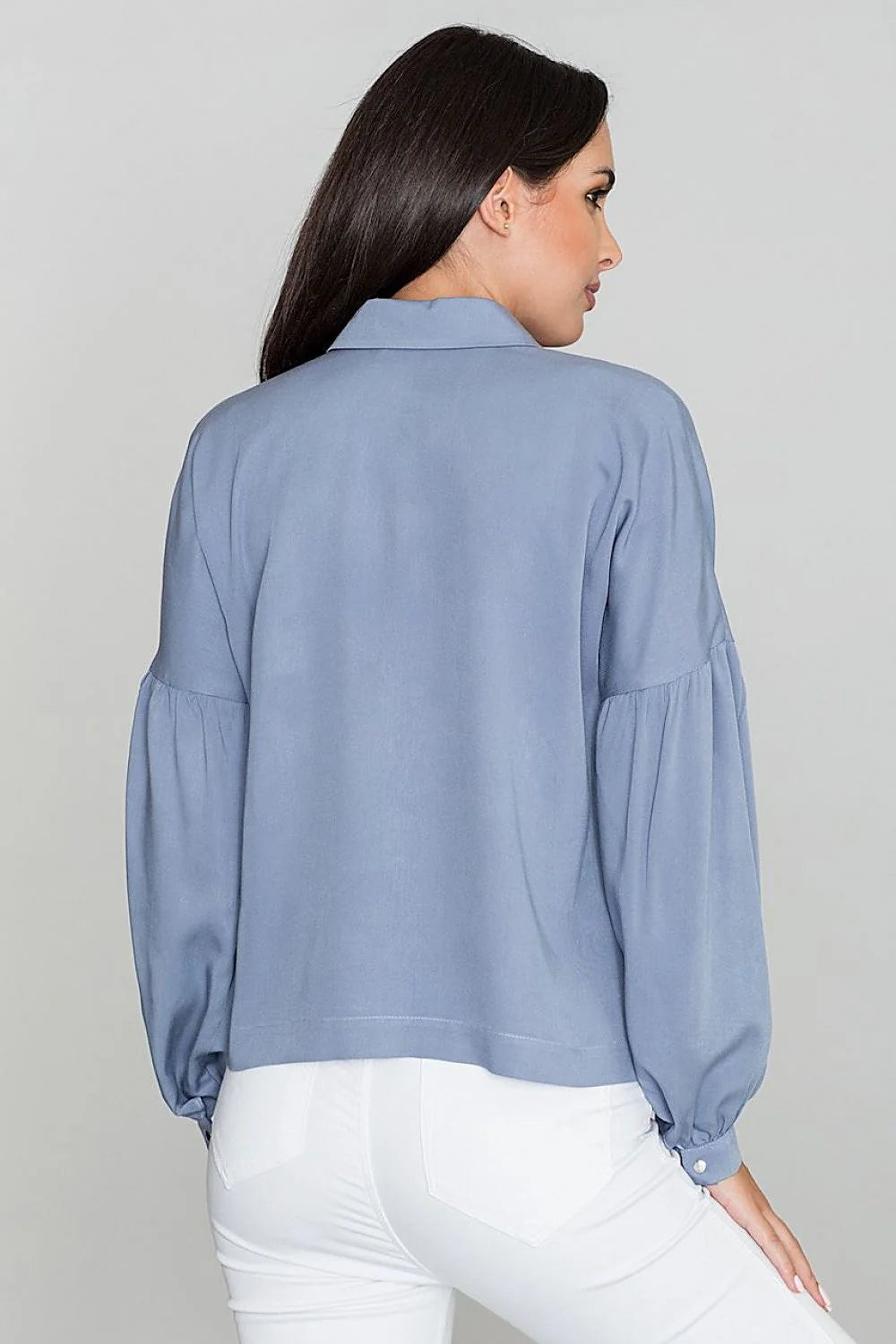 Chemise blanche coton élégante manches longues coupe ample boutons argentés style classique intemporel femmes