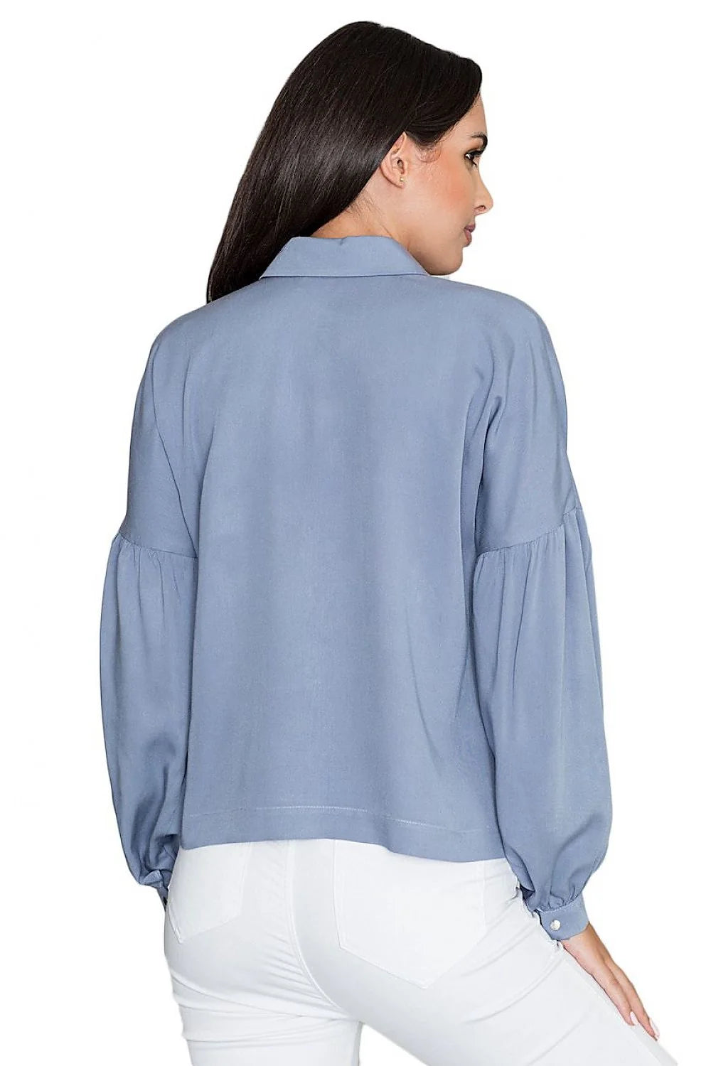 Chemise blanche coton élégante manches longues coupe ample boutons argentés style classique intemporel femmes