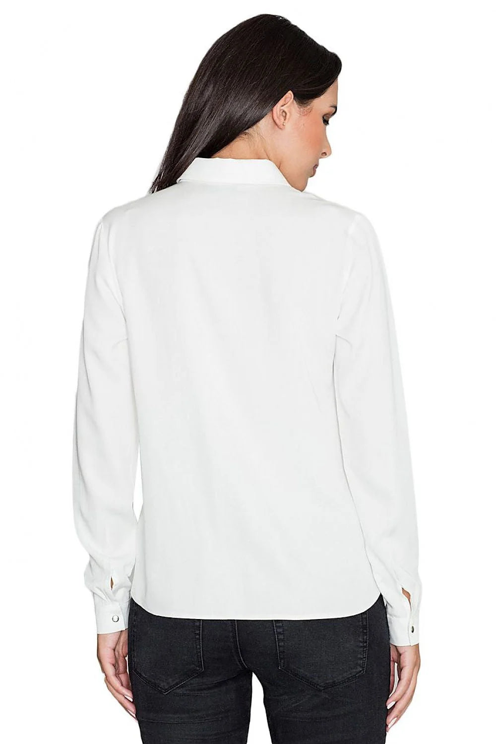 Chemise blanche en viscose style classique élégante ajustée manches longues pour femme moderne et chic