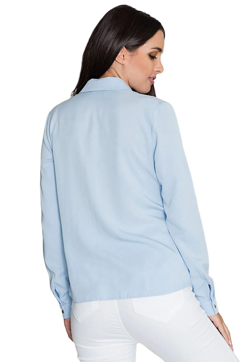 Chemise blanche en viscose style classique élégante ajustée manches longues pour femme moderne et chic