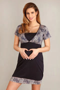 Chemise de nuit maternité coton douce élégante bleu marine rose idéale confort femmes enceintes