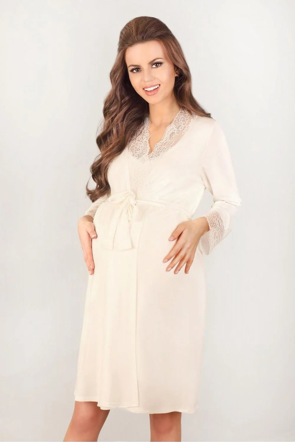 Chemise de nuit maternité coton doux élégante confort manches trois-quarts décolleté allaitement futures mamans