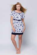 Chemise de nuit romantique en coton avec motif floral, manches courtes pour nuits confortables et élégantes